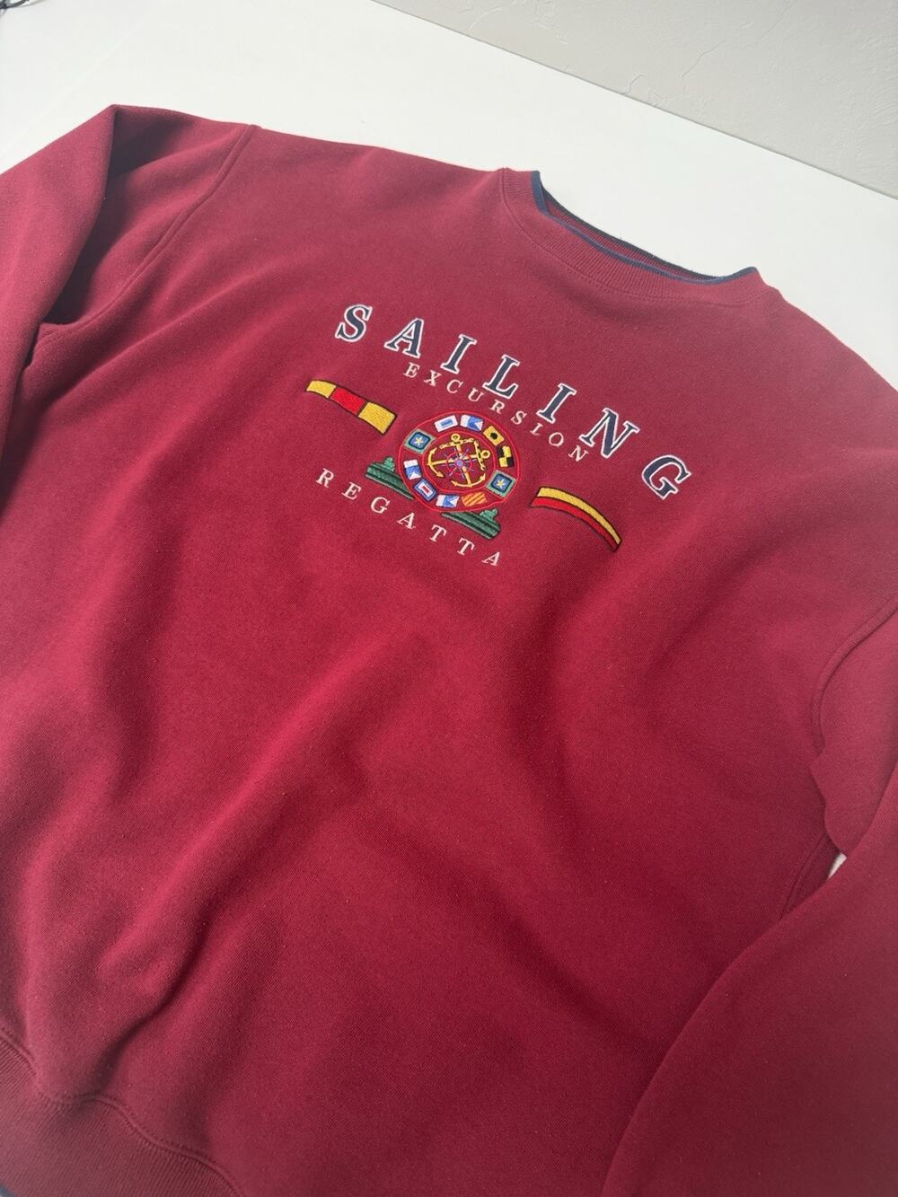 Men’s Vintage Size Extra Large Dark Red Sailing Regatta Pullover Crewneck